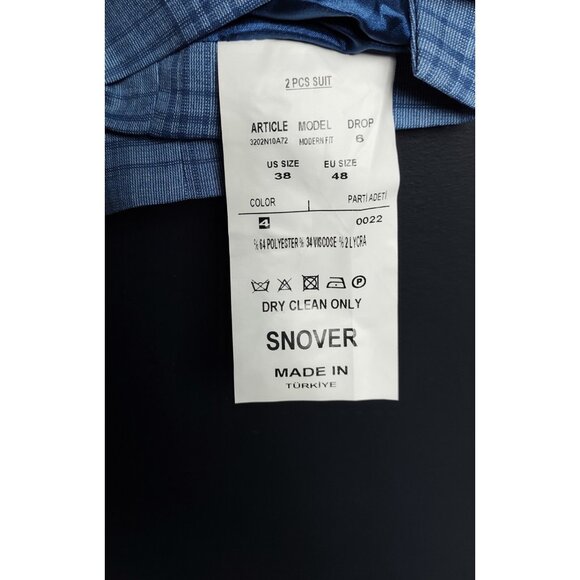Snover Light Blue Check Blazer Men's Size 38 Business Formal Jacket - Picture 4 of 10